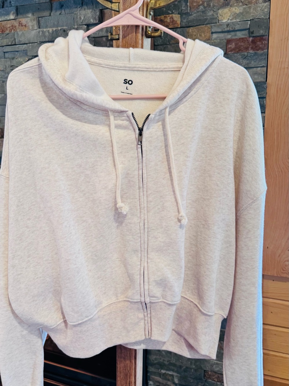 SO Cream Zip-Up Hooded Sweatshirt
